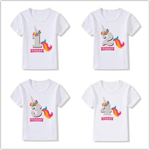Kids Baby Boys Girls Birthday T Shirt Summer Kids Funny Gift T-shirt Size 1 2 3 4 5 6 7 Years Tops Tees Tshirt Children Clothing