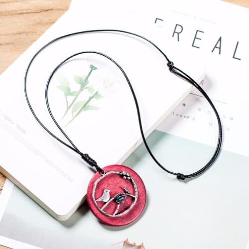 Long Necklaces for Women Jewelry Vintage Bird Colors Wooden Bead necklaces & pendants women collares choker kolye bijoux femme