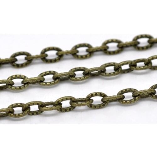 DoreenBeads Antique Bronze Textured Link-Opened Cable Chain For Jewelry DIY Findings Handmade Earrings Necklace Tassel Charms