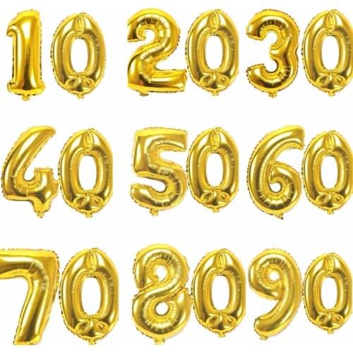 32 inch Number Figure Foil Balloons 10 20 30 40 50 60 70 80 90 Years Adult Old Birthday Party Anniversary Decoration Air Balloon