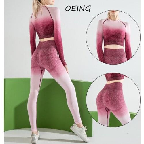 Long Sleeve Leggings Pants Yoga 2 Piece Set Women Gym Clothing Sportswear Workout Clothes for Women