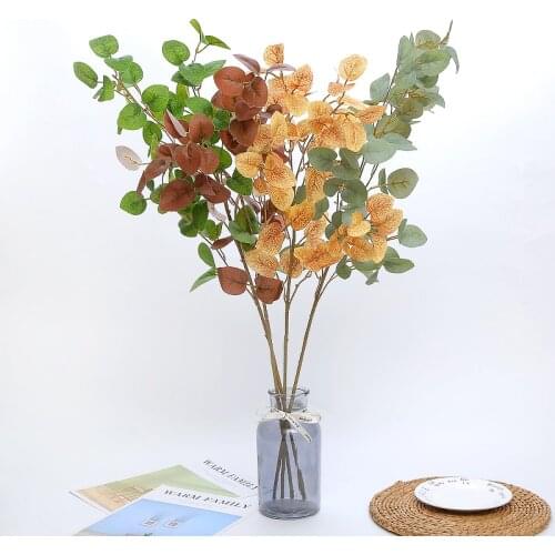 90cm Tall In Grey Green Faux Eucalyptus Leaves Artificial Plants Stems for Greenery Wedding Party Decor