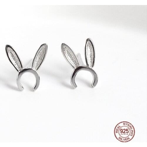 LKO Cute Simplicity Ornaments 925 Sterling Silver Rabbit Ears Stud Earrings Trend Personality Temperament For Women Earrings