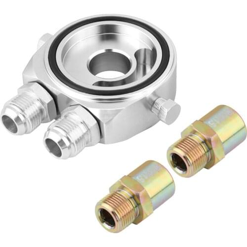 M20 X 1.5 Aluminum Oil Filter Cooler Sandwich Plate Adapter 1/8 NPT Oil Cooler Kit Hydraulic Oil Cooling Kit Silver