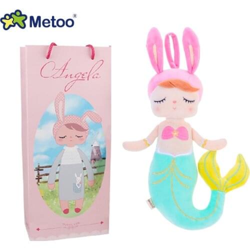Metoo Mermaid Angela Plush Dolls Baby Toy Gift Lace Bunny Rabbit Animals zero Genuine plush doll for Children Girl Kids Toys