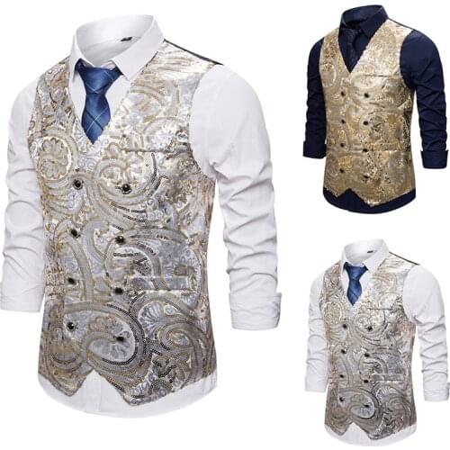 Mens brand new creative pure color fashion personality business casual business vest wedding best man stage singer mens vest