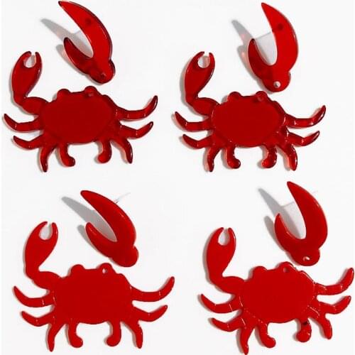 A set of new exaggerated transparent red crab earrings cute marine creature big earrings earrings accessories materials 2pcs