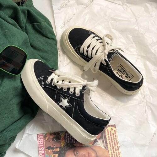 Star Canvas Shoes Thick-soled Female Ins Version Of Ulzzang All-match Increased Board Shoes Women Zapatos Mujer Size 35-40