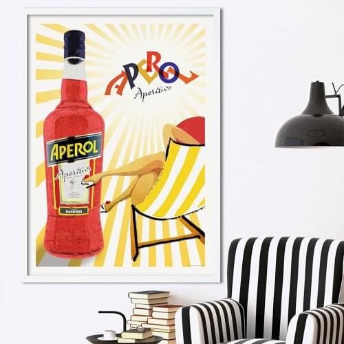 Aperol Sunburst Poster Canvas Paintings Drinks Wall Art Pictures Retro Advertising Print Italy Kitchen Decor Spritz Bar Deco