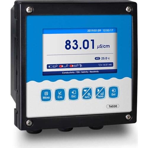 Conductivity Resistivity TDS Salinity Transmitter Controller Monitor salt sea water 4~20mA Modbus RTU relays Graphite sensor