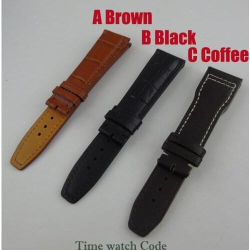 22mm watch band leather strap black brown coffee color fit for mens wristwatch pin clasp watch replacement