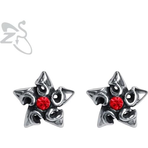 ZS Stainless Steel Star Earrings for Women Men Cubic Zirconia Stud Earrings Punk Rock Conch Helix Piercing Earring Jewelry