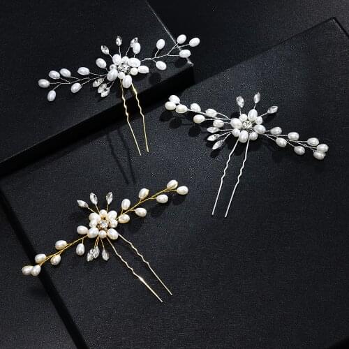 Wedding Bridal Pearl Flower Crystal Rhinestones U Hairpins Clips Bridesmaid Hair Wear Jewelry Hair Accessories