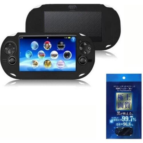 Silicone Soft Cover Shell+ LCD Screen Protector Protective Film Skin Case for Sony PlayStation Psvita PS Vita PSV 1000 2000 Slim