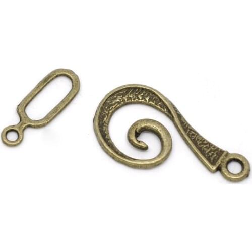 Lovely 30 Sets Bronze Tone Swirl Toggle Clasps 26x12mm,16x6mm (B14515)