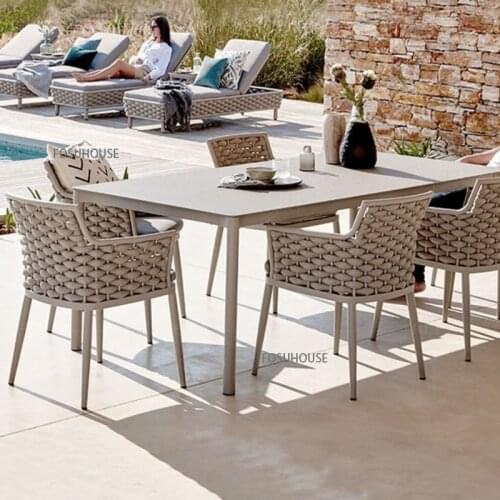Nordic Outdoor Chair Tables And Chairs Rattan Outdoor Balcony Garden Hotel Furniture Outdoor Leisure Courtyard Backrest Armchair