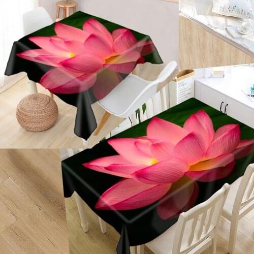 Lotus Flower Custom Table Cloth Oxford Fabric Rectangular Waterproof Oilproof Table Cover Family Party Tablecloth