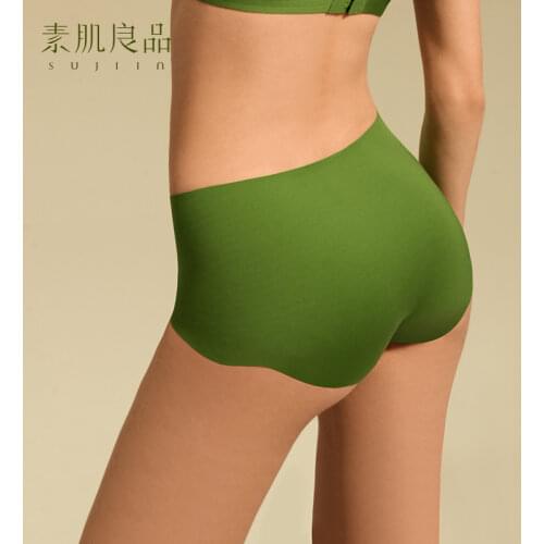 Sujiin Women Seamless Panties Fashion Mid Waist Briefs Summer Comfortable Underpants Lady Lingerie Solid Panty Intimates N135