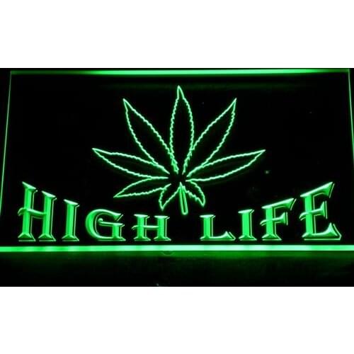 403 Hemp Leaf High Life Bar LED Neon Light Signs with On/Off Switch 20+ Colors 5 Sizes to choose