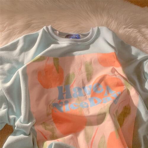 Funny Hip Hop Letter Printing Sweatshirt Women American High Street 2021 Fashion Oversized Crewneck Sweatshirt Clothes for Teens