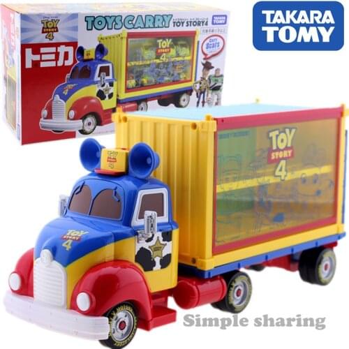 Takara Tomy Tomica Pixar Disney Motors Carrier Toy Story 4 Anime Figure Trunck Model Kit Diecast Kids Dolls Funny Puppets