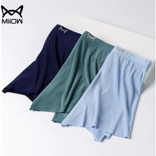 MiiOW 3 Pairs of Mens Underwear Ice Silk Punch Boxer Shorts Summer Transparent Personality Thin Trend Boxer Shorts Show