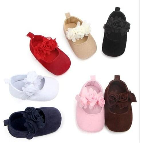 Lovely Flower Baby Shoes Toddler Solid Crib Shoes Girls Princess Shoes