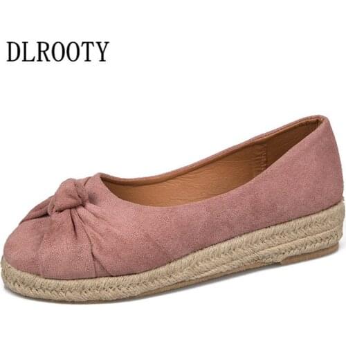 Women Flat Shoes Loafers Shallow Summer Fashion Wedges Bow-knot Slip on Platform Sweet Casual Solid Comfortable Plus Size 35-43