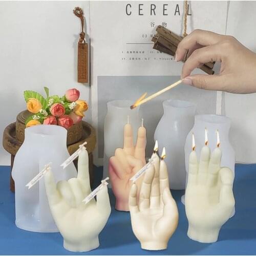 Creative Gesture Candle Epoxy Resin Mold Aromatherapy Plaster Silicone Mould DIY Crafts Home Decorations Casting Tools
