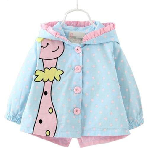 1 2 3Yrs Kids Girls Windbreaker 2019 Cute Spring Baby Girl Jackets Autumn Cartoon Dots hooded Coats Girl Outerwear Kids Clothes