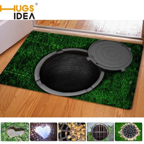 HUGSIDEA 40*60cm Entrance Carpets Funny Rubber 3D Trap Printed Carpet For Living Room Bathroom Floor Mats Kitchen Rugs Alfombras