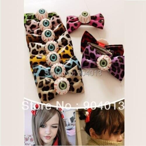 1pcs Free Shipping zipper punk bowknot leopard print hairpin headband side-knotted clip hair pin hair rope Eyes Hair Clip
