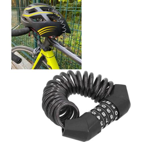 Helmet Cable Lock 4 Digit Password Resettable Portable Anti-Theft Replacement for Bike Motorcycle Bicycle Security Padlock