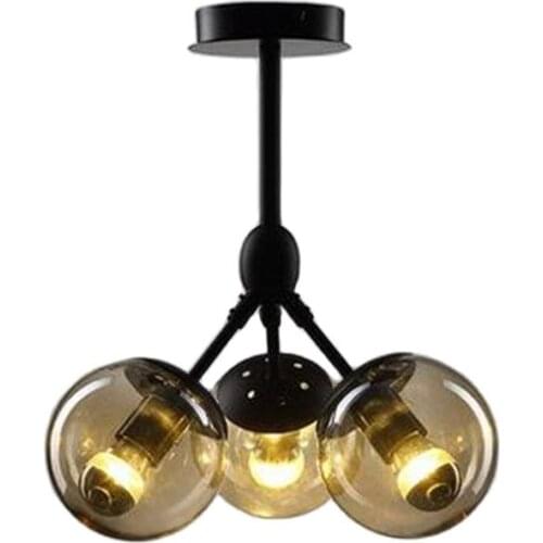 Vintage Loft Industrial Modo Glass Iron Pendant Light for Dining Room Restaurant Balcony 3 Heads Led E27 Modo DNA Lamps 1567