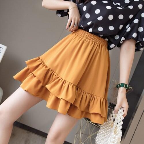 Solid Color Loose Black White Korean Fashion High-Waisted Vintage Spring Autumn Summer WomenS Clothing Skirts Vetement 2021
