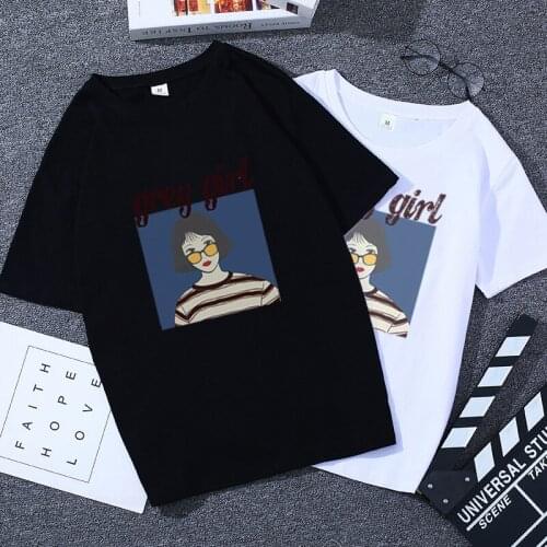 Women tops summer t shirt 2020 woman t-shirts o-neck short sleeve clothes for girl dropshipping tees black white shirts print