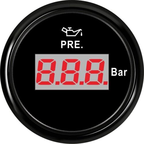 1pc Digital Oil Pressure Gauges 52mm 0-10Bar Oil Pressure Meters LCD Display Waterproof IP67 with Red Backlight for Car Truck