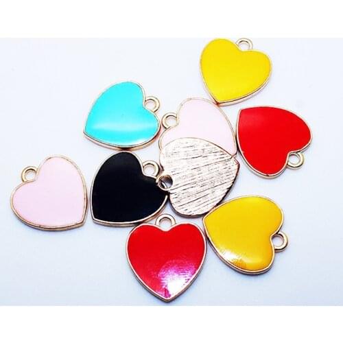 10pcs/Lot Alloy Jewelry Accessories Fashion Simple Love Multicolor Oil Drop Hair Accessories Necklace Pendant Charms