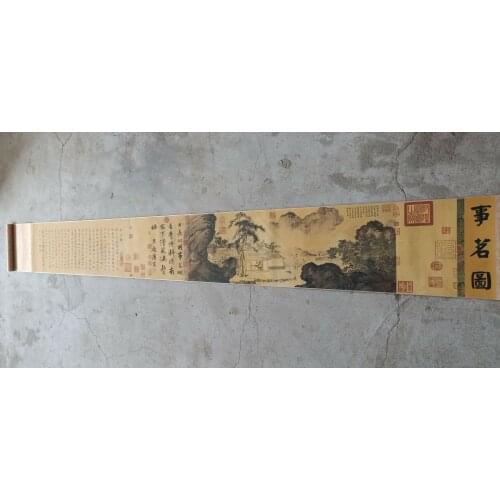 140" Chinese Xuan Paper Hill Water Scenery 'shì míng tú' Long Scrolls Painting