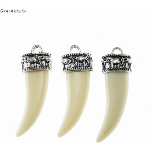 16pcs Men Wolf Tooth Spike Pendant For Necklace Male Necklace Jewelry For Friends Gift Tooth Amulet Pendant Charms DIY Necklace