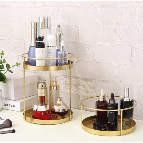 Nordic 2 Layer Desktop Cosmetics Jewelry Makeup Storage Rack Perfume Lipstick Make up Organizer Box Dessert Cake Display Stand