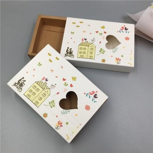 24Pcs/Lot Paper Drawer Boxes for Jewelry Carrying Multi-Color With Pattern Handmade Kraft Wedding/Candy Paper Packing gift box