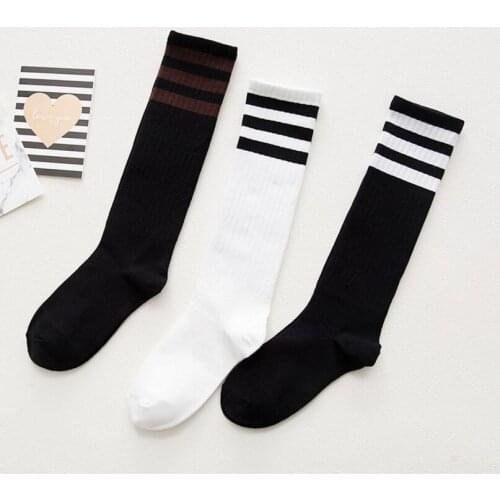 3 Pairs/lot Women Stockings Fashion Striped Knee Cotton Quality Thigh High Stockings Japanese School Student Warm Long Stockings