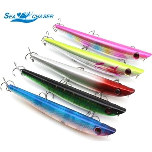 5Pcs Quality Pencil Lure Topwater 12cm/17g 3BKK Hook Bass Snakehead Fish Bait 5 colors Hard Japan Ima Minnow Lures