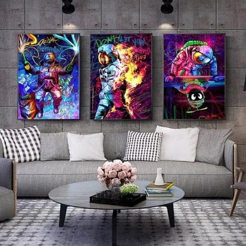 Canvas Print Abstract Graffiti Astronaut Money Vogue Paintings For Interior Wall Art Posters Living Room Decoration Nordic Decor