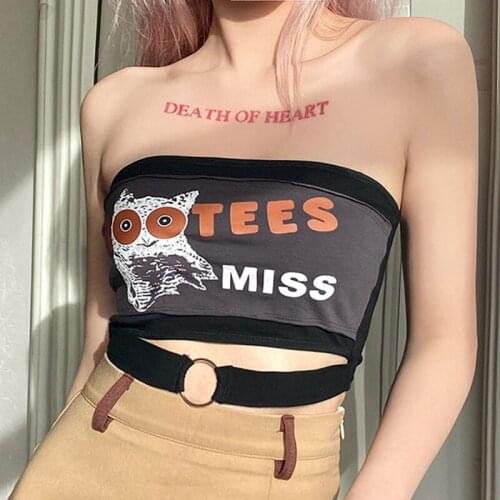 Women Strapless Bralette Bra Bustier Crop Top Tube Letter Comfortable Elastic Bandeau Tank Tops for Summer Party Bar B2Cshop