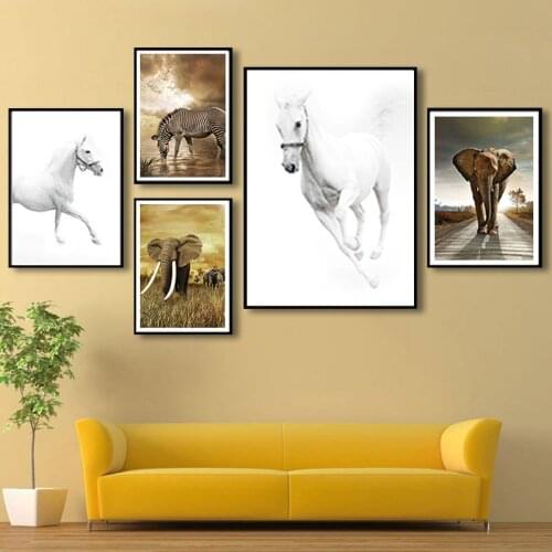 Home Decor Horse Elephant Zebra Canvas Diamond Painting Wall Art Paintings Animal Diamond Embroidery Needlework 5D DIY Art