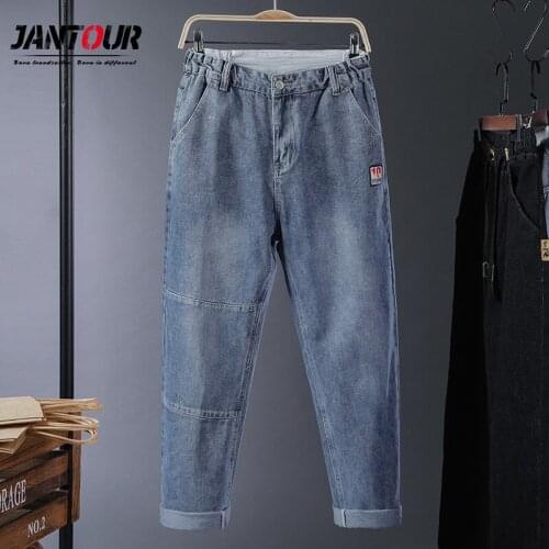 Jantour Pantalon Homme Jeans Men Wide Leg Jeans Autumn Winter Blue vintage jeans Streetwear Baggy Pants Men Oversize 28-48