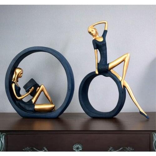 European resins reading young girl ornaments Modern minimalist abstracts Yoga accessories Decoration Vintage furniture