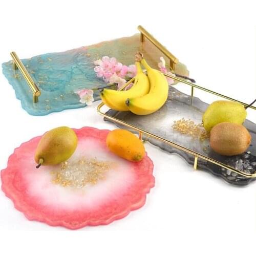 Resin Tray Mold Fruit Plate Cup Mat Casting Silicone Mould DIY Crafts Coaster Making Tools